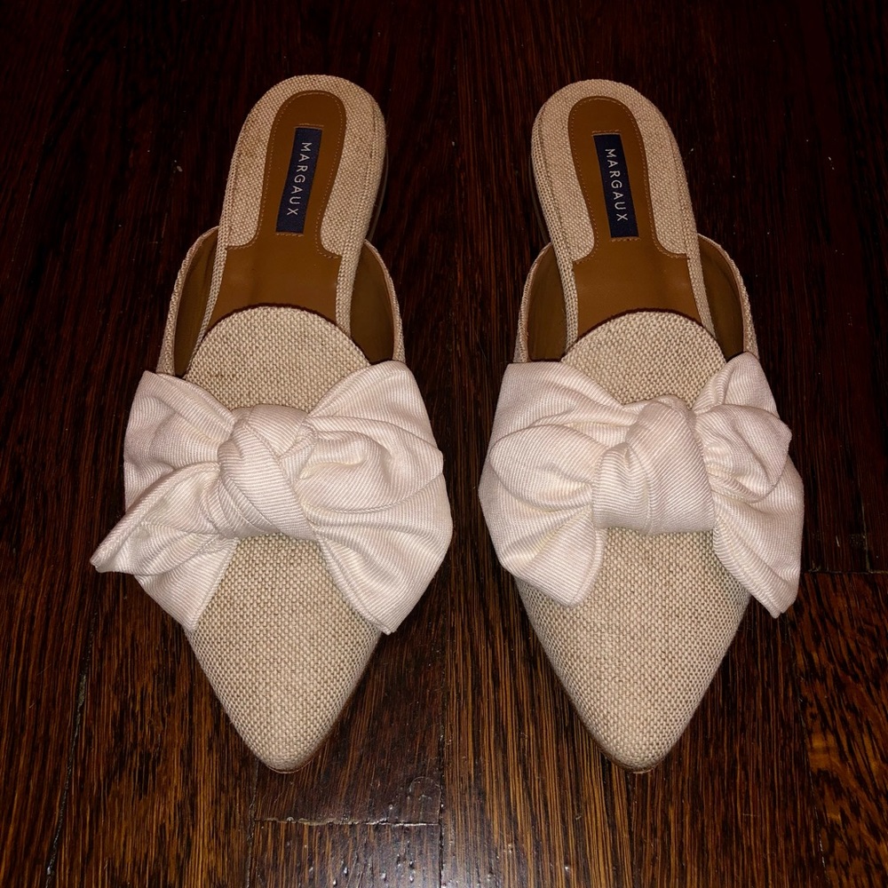 Margaux “The Mule” Flats in Linen, Size 9